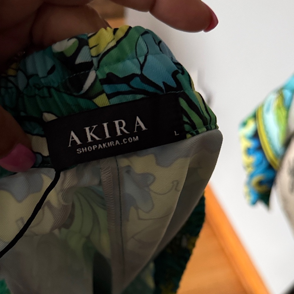 Akira- Vibrant Green and Blue Patterned Jacket and Shorts Set - Picture 9 of 9